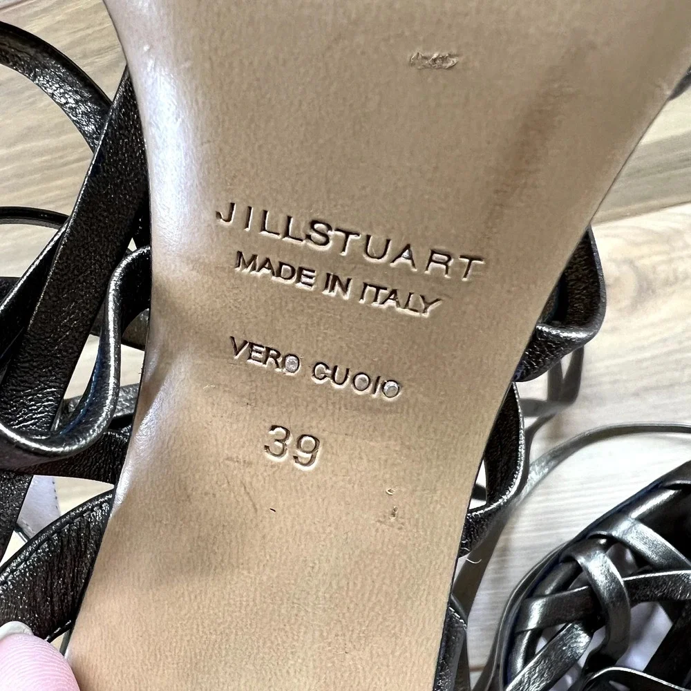 Jill Stuart 8.5 9 EU 39 Strappy Gladiator Tie Heels Bronze Leather